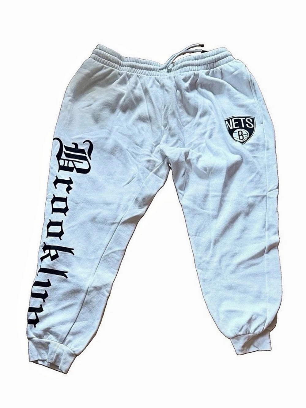 NBA Brooklyn Nets Logo Sweatpants White Size 3XL